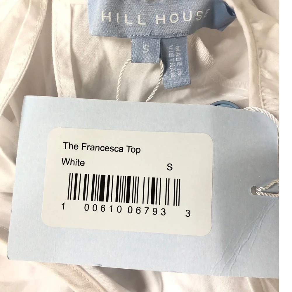 Hill House The Francesca Top Cotton Puff Sleeve Babydoll White NWT Size Small